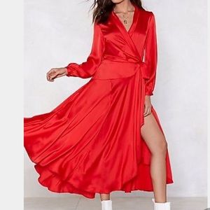 Nasty Gal Steal the spotlight satin wrap dress